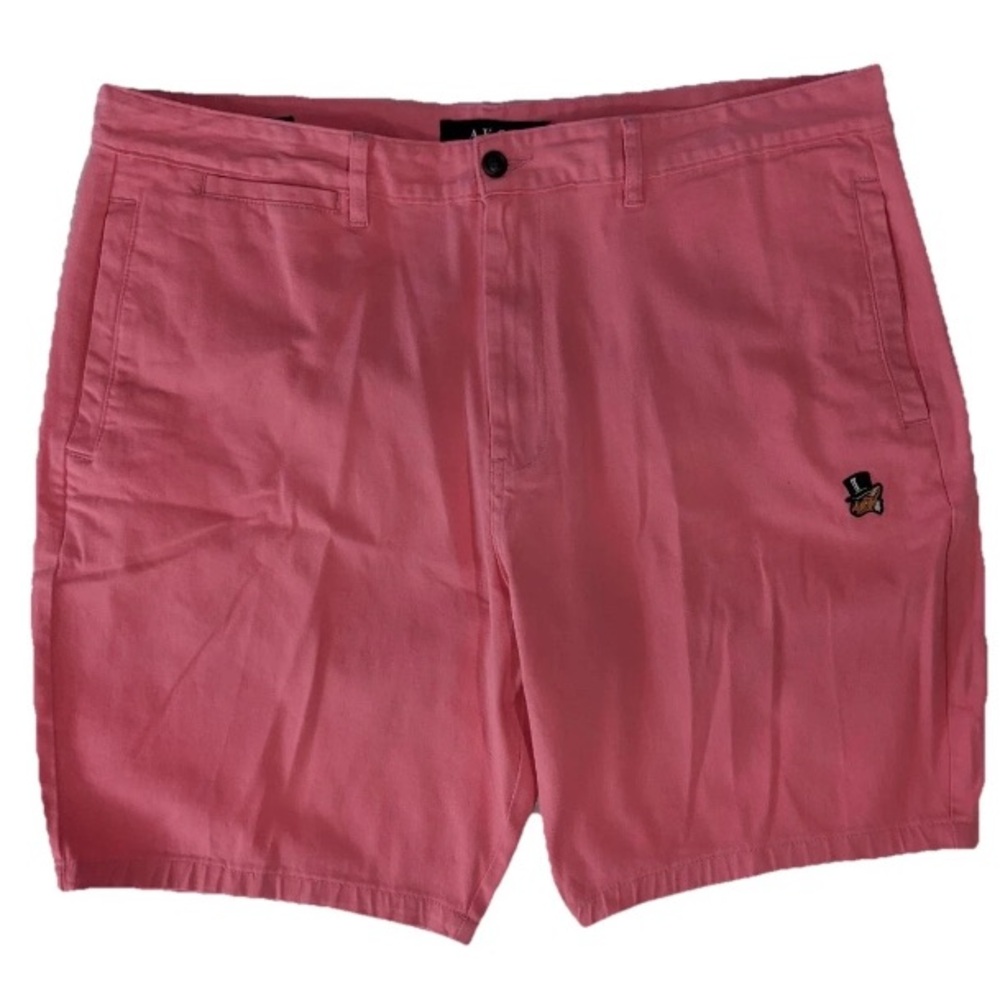 NEW- Size 42 Mens Akoo Chino Khaki Shorts Cotton Blend Mauritius Strawberry Pink